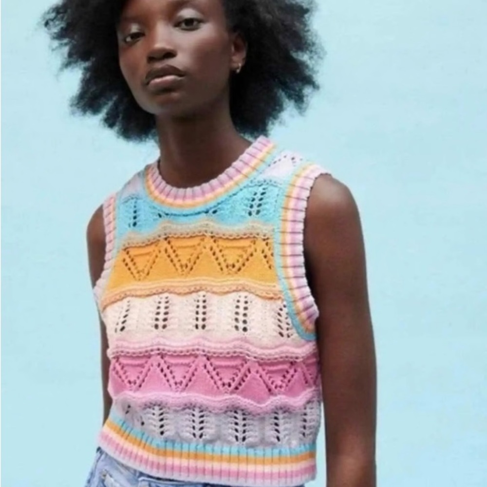Zara | Colourful crochet sleeveless Top